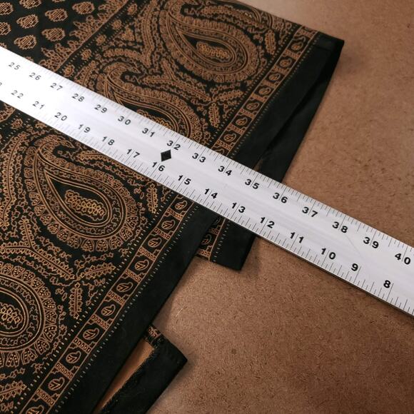 Briggs Aztec Paisley Maxi Skirt Sz 16 Black Brown Zip Slit Back Boho Flowy - Picture 8 of 8